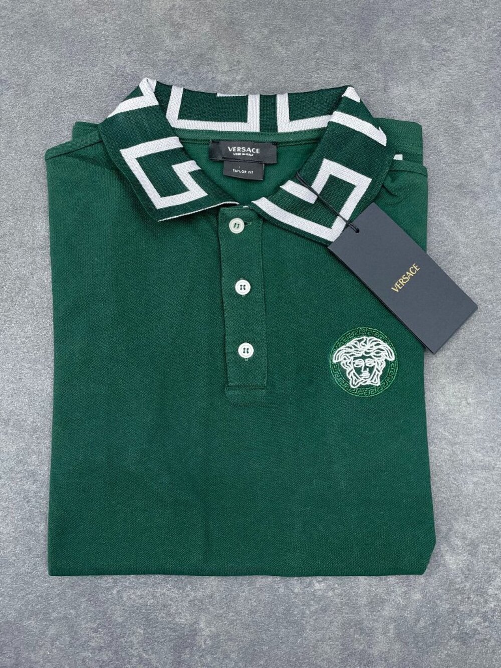 Versace Men’s Green Medusa Polo Shirt Tailor Fit- Size Large